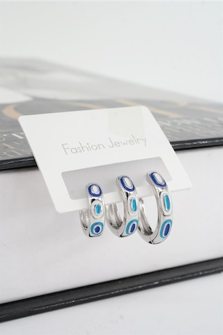 Kadın Vip Seri Mineli Nazar Motifli 3'lü Halka Küpe