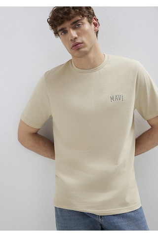 Mavi - Mavi Logo Baskılı Bej Tişört 0611714-70325 Bej
