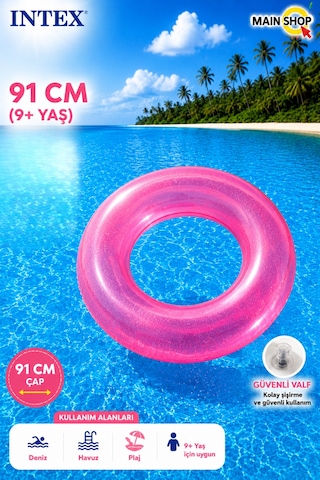 Mainshop Intex Fosforlu Büyük Boy Deniz Simidi 91 Cm 9+ Yaş Yetişkin - Çocuk Havuz Simidi M- 59262