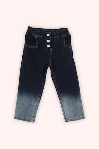 Panço Kız Çocuk Çıt Çıt Detaylı Denim Pantolon Lacivert