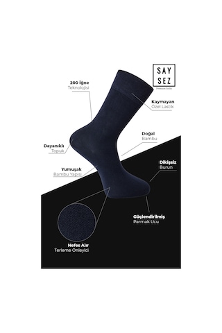 Bambu Erkek Soket Uzun Lacivert Çorap Dikişsiz Premium Kutulu 6lı Lacivert