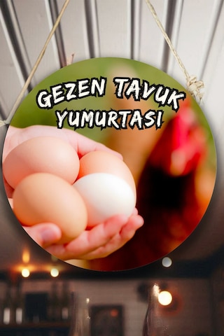 Gezen Tavuk Yumurtası Dükkanı Duvar, Kapı, Tek Taraflı Askılı Karşılama Tabelası, Günlük Yumurta Süs Çok Renkli