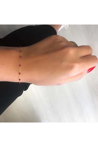 Glorria Glorria Altın Mercan Taşlı Bileklik Sarı Altın