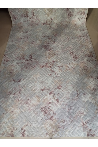 Aslan Home Mürdüm Desenli Yıkanabilir Kaymaz Taban Dört Mevsimlik Salon, Banyo, Balkon, Genç Odası Kesme Yolluk Mürdüm