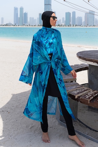Remsa Mayo Remsa Tesettür Mayo Üzerine Tek Kaftan Kimono Pareo Rp014 Berrin Siyah