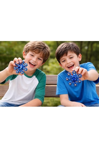 Metal Stres Çarkı Mavi Fidget Spinner Dikkat Artırıcı & Rahatlatıcı Oyuncak
