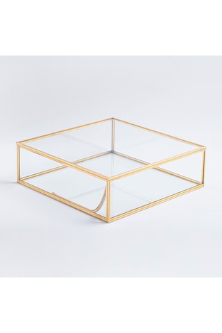 Cam Kutu Pirinç & Gold 30x30x5cm