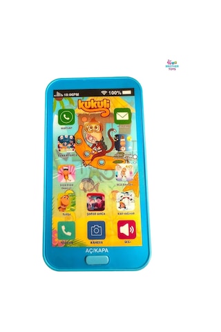 Oyuncak Kukuli Telefon Dokunmatik 12 Fonksiyonlu Türkçe Sesli Işıklı Müzikli Lisanslı Mavi Renk