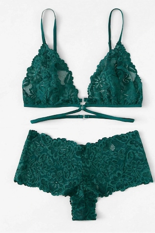 Kadın Yeşil Özel Şık Sütyen Külot Takımı Yeşil