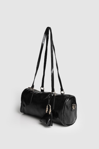 La'Graccio Paris Lagraccio Paris Kadın Carrie Vintage Charmlı Baget Çanta Kırışık Siyah Rugan
