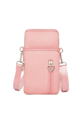 Rahat Küçük Omuz Çantası Kadın Cep Telefonu Cebi Durumda Su Geçirmez Naylon Spor Kol Paketi Mini Messenger Çanta Crossbody Çanta Pembe