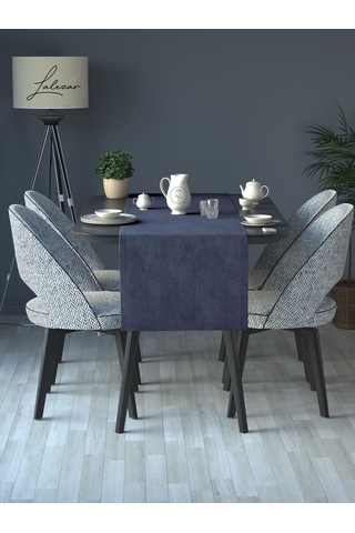 Kadife Efektli Lacivert Rengi Aura Serisi Runner 40 X 140 Lacivert