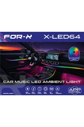 For-x X-led64-64 Renk-müziğe Duyarlı-app Telefon Kontrollü-rgb Ambiyans Led Aydınlatma 1 Adet