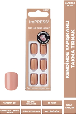 İmpress Color Kendinden Yapışkanlı Takma Tırnak Kısa Tarçın