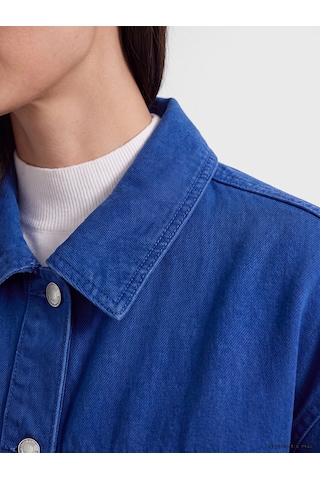 Lcw Vision Mavi Oversize Kadın Jean Gömlek