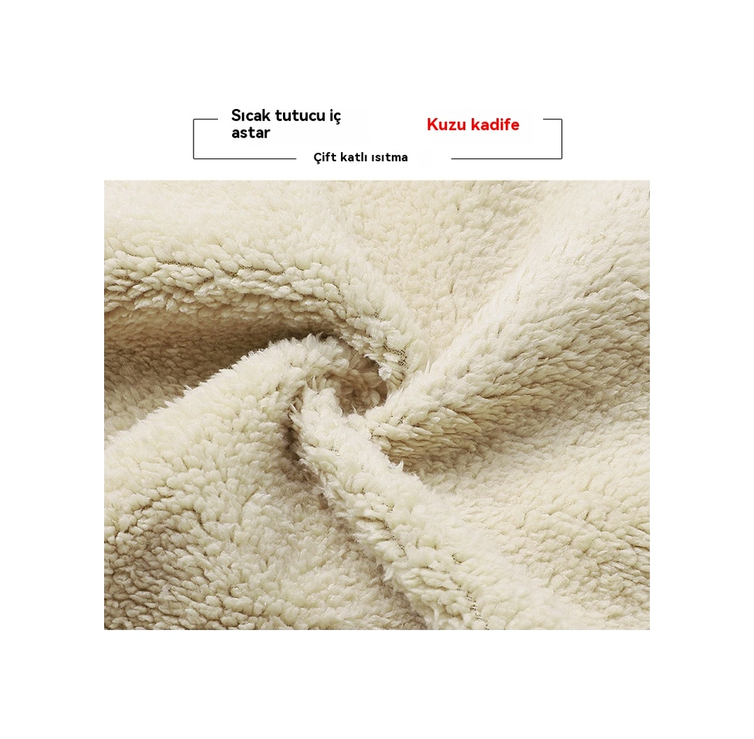 Sonbahar Ve Kış Bol Kalın Kuzu Derisi Sıcak Günlük Kazak Ceket Kahverengi