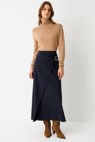 Toka Detaylı Anvelop Kapamalı Etek Laci Laci