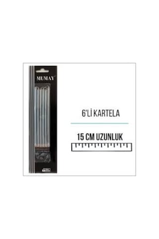 Metalik Gümüş Renk Uzun Mum 15 Cm 6'lı Gümüş