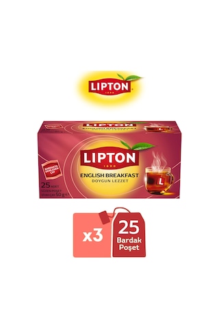 Lipton English Breakfast Siyah Bardak Poşet Çay 25li X 3 Adet