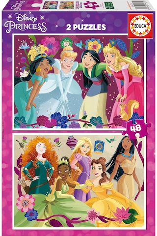 Educa 4-6 Yaş 2x48 Parça Disney Princess Prensesler Puzzle - Kız Çocuk Karton Puzzle 1 Adet