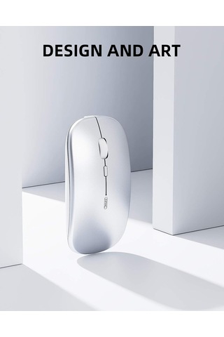 Kablosuz Fare İnce Mini Sessiz Şarj Edilebilir 2.4g Usb Alıcı 1600dpı Gümüş Diğer