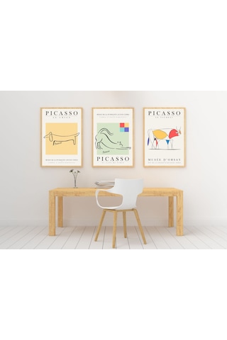 Pablo Picasso 3'lü Çerçevesiz Poster Duvar Tablosu Dnm5 40 X 50 D