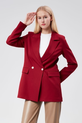 Bordo Oversize Dokuma Blazer Ceket Siyah