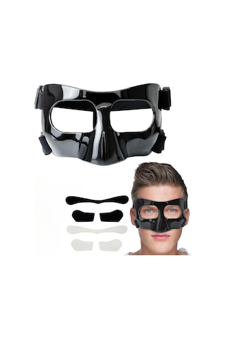 Ranyeek Siyah Spor Yüz Koruyucu Maske, Basketbol Ve Futbol Antrenmanları İçin Burun Korumalı