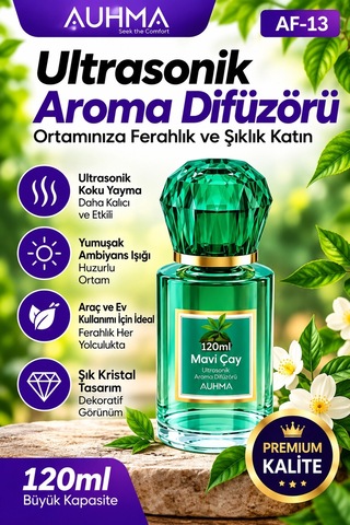 Ultrasonik Aroma Difüzörü 120 Ml Mavi Çay Kokulu Led Işıklı Araç Ve Oda Kokusu Aklby-bsva58