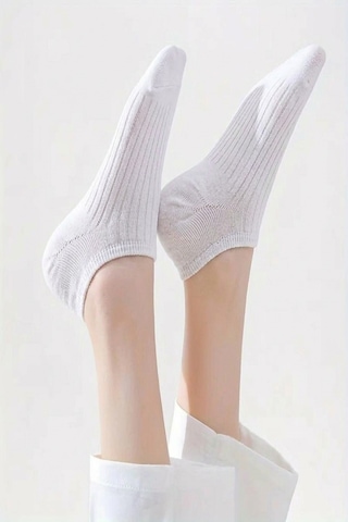 Ozzy Socks 6 Çift Kadın Beyaz Şık Çizgili Rahat Sneaker Çorap Beyaz