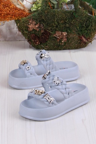 Fort Bella E423 Plaj Deniz Havuz Terliği Hafif Rahat Esnek Kız Çocuk Terlik Gri