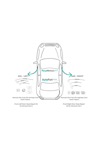 Renault Clio 3 İçin Ön Kapı Cam Tamir Takımı-sağ-sol-set