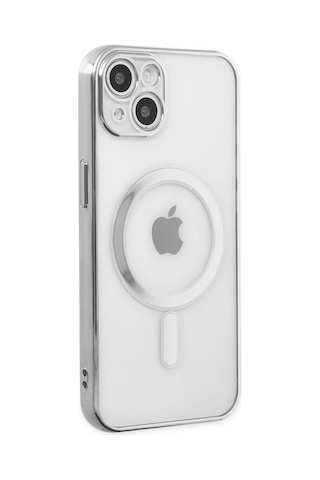 Cosmotex Newface Apple, Uyumlu iPhone 14 Plus Kılıf Magneticsafe Lazer Silikon - Gümüş