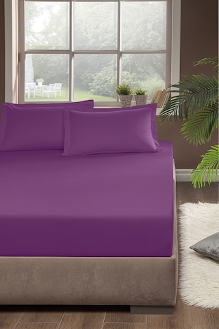 Pierre Cardin Pamuk Saten Lastikli Çarşaf 120x200 Mürdüm