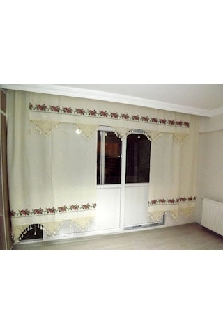 El Işi Dantelli Kanaviçe Buldan Perdesi (215x200)