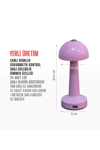 Zenlight Mantar Masa Lambası Pembe