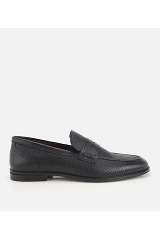 Hotiç Erkek Deri Siyah Yumuşak Dokulu Baskılı Klasik Loafer
