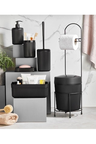 7 Parça Banyo Seti Çöp Kovalı Tuvalet Kağıtlığı Ve Fırçası - Kozmetik Kutusu - Diş Fırçalık - Katı Ve S Diğer