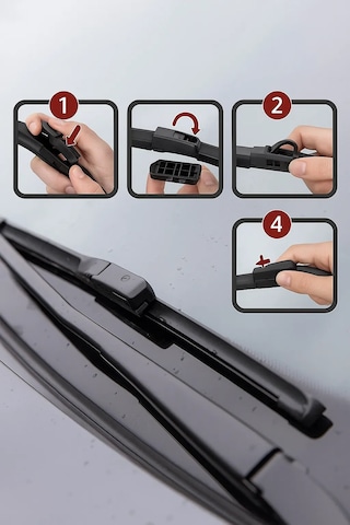 Tesla Model Y 2021-2024 2'li Ön Cam Sileceği Sağ Sol Silecek Takımı Aparatlı Silecek