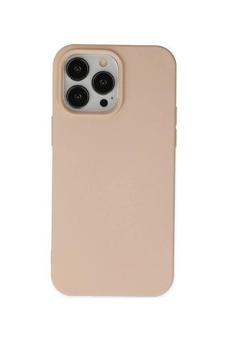 Mey İthalat iPhone Uyumlu 14 Pro Max Kılıf Nano İçi Kadife Silikon - Pudra