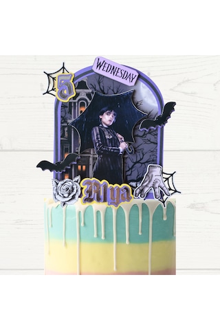Wednesday Temalı Kız Çocuk Doğum Günü Pasta Parti Süsü Caketopper