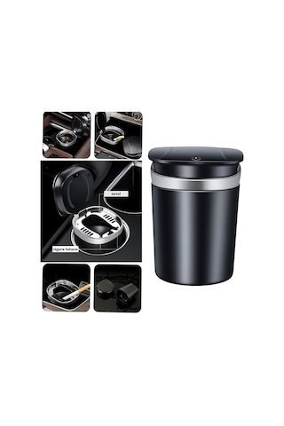 Araç İçi Küllük Işıklı Kapaklı Yanmaz Koku Geçirmez Multi Fonksiyon Üniversal Gümüş Renk Glz03504052