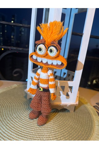 Insıde Out Endişe Amigurumi Oyuncak 20 Cm Turuncu