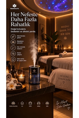 Airmist D5 Ultrasonik Aroma Difüzörü Od Ağacı Akıllı Elektronik Koku Makinesi, Araç Ev Ofis İçin Teknokalite