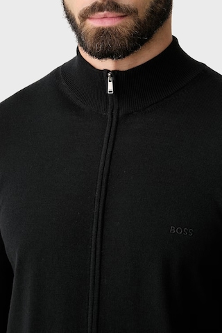 Boss Regular Fit Dik Yaka Yün Hırka Erkek Hırka 50571915 001 Siyah