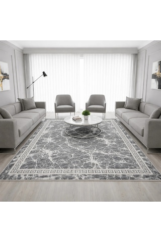 Kilim Savan Çift Taraflı Modern Desenli Yıkanabilir Pamuklu Dokuma 2x3 Metre Gri Çok Renkli