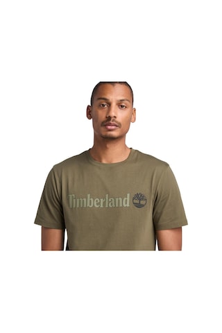 Timberland Linear Logo Erkek Haki Yuvarlak Yaka Tişört Haki