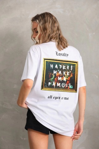 Primemagazam Kadın Ön Ve Arka Baskılı Oversize Kısa Kol T-shirt - Beyaz Çeşitli