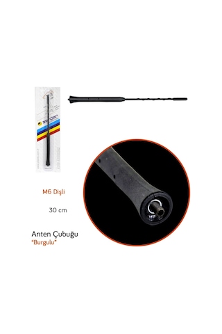 Markaonbir Zendar Y-296V Anten Çubuğu Burgulu 30 Cm (M6 Dişli) Br0025096