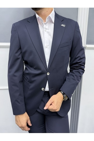 Avni Ceylan Signature Stil Tek Düğme Kırışmaz Ceket Lacivert